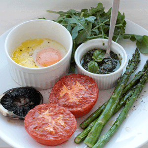 Oven Baked Eggs with Pesto