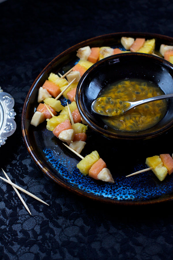 Candy Corn Fruit Kebabs. Healthy Halloween Recipes.