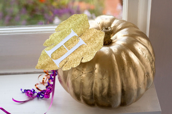 Gold and Glitter No-Carve Halloween Pumpkin