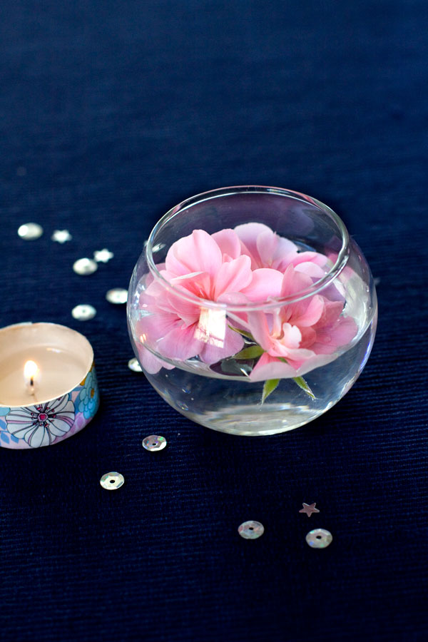 Spring Decor - Washi Tape Tealight Candle with Floating Flowers