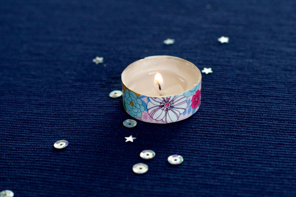 Spring Decor - Washi Tape Tealight Candle