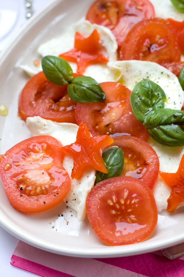 Christmas Salad Ideas - Caprese with Roast Capsicum Stars