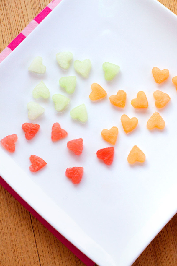 Valentine's Day Confetti Fruit Salad - Melon Hearts