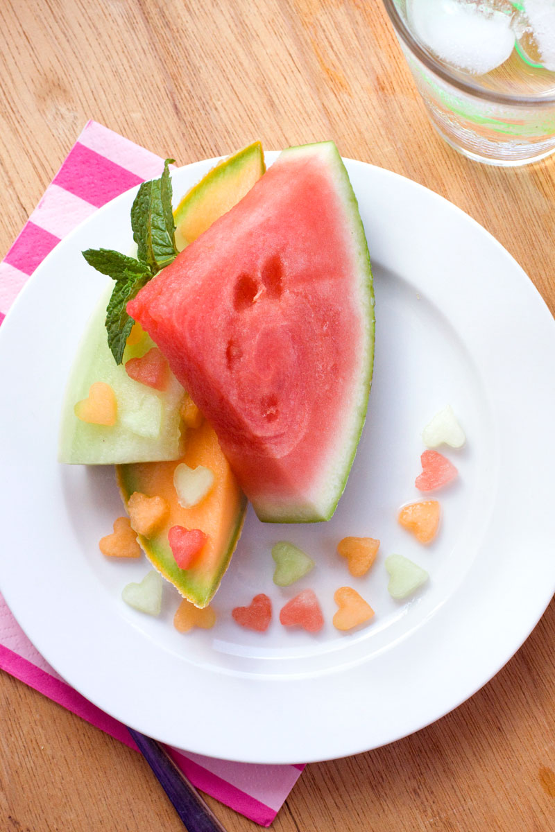 Valentine's Day Confetti Fruit Salad - Melon Hearts