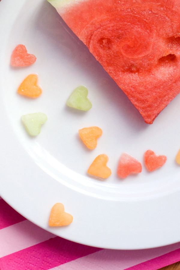 Confetti Fruit Salad for Valentine's Days - Melon Hearts