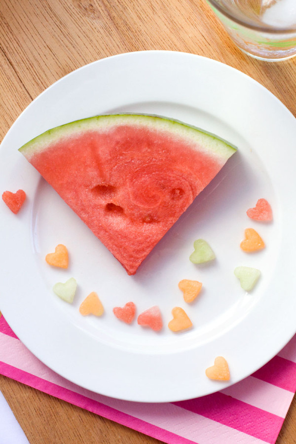 Confetti Fruit Salad for Valentine's Days - Melon Hearts